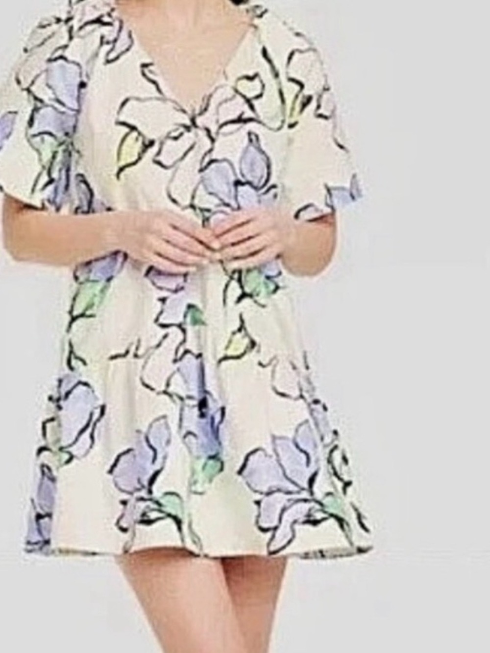 a new day Cream Mini Dress with Lavender Floral Print